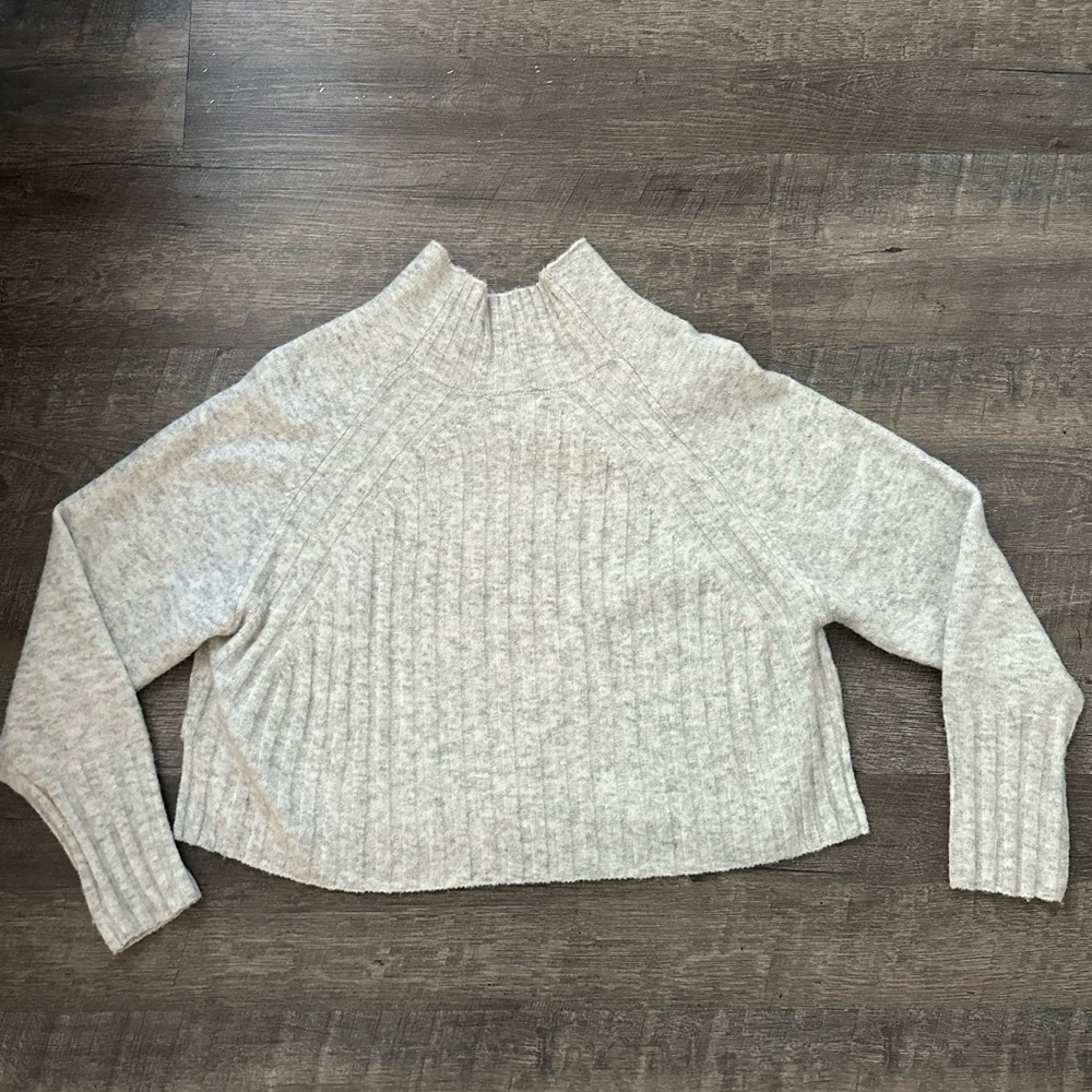 Topshop Grey Mockneck Cropped Sweater